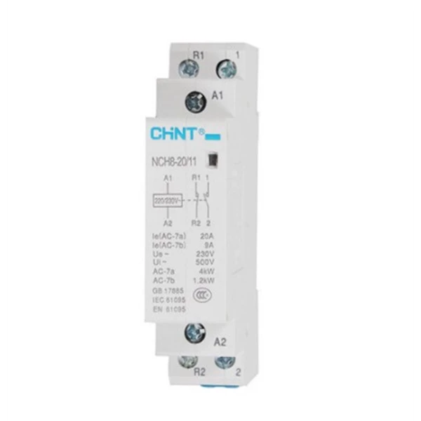 Modular Contactor Din Rail Chint NCH8-20/11 20A 2P 1NO 1NC